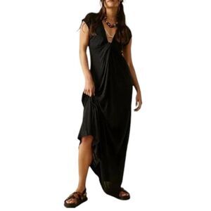 Free People Black Maxi Dress with V-Neck